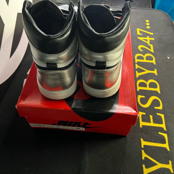 Jordan Black and Silver High-Top Sneakers. W12/M10.5 - Picture 7 of 7